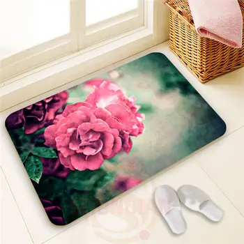 

Top Design Custom Beautiful rose #14 Doormat 100% Polyester Home decor Non-slip Floor Mat Bath Mats#1031@40