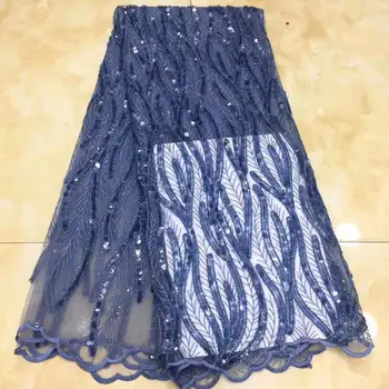 

2020 Sequin Lace Fabric Mesh Purple Color African Embroidery Sequence Nigerian French Party Latest High Quality Tulle Hot Sale