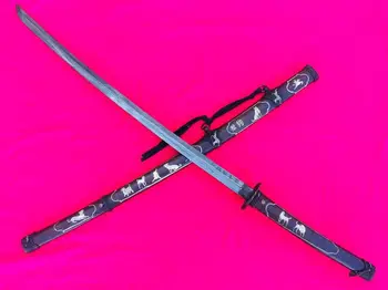 

Handmade Sword JP. Samurai Katana falchion Temper Folded Steel Blade Full Tang Wolf Pure Copper Saya