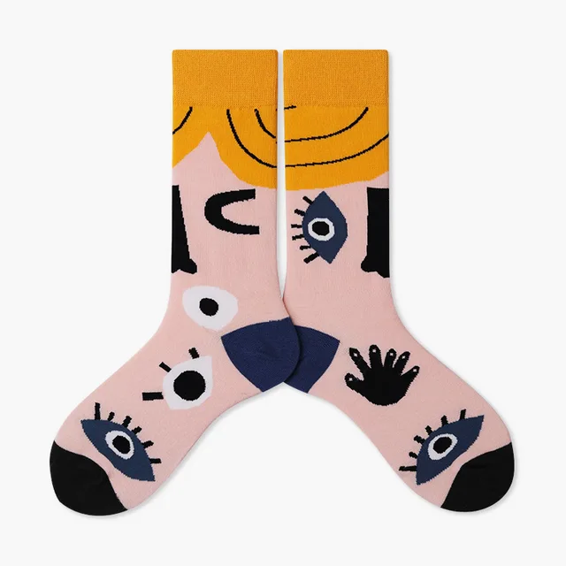 Autumn/Winter Couples Skateboard Sox Creative Abstract Art Harajuku Hip Hop Streets Tide Socks Colorful Funny Socks Skarpetki 17