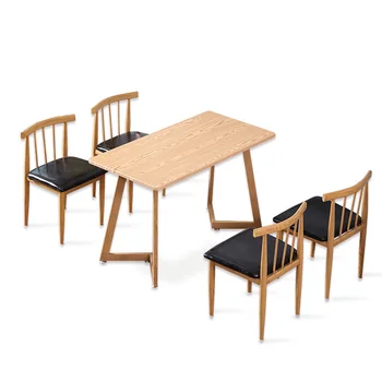 

Nordic imitation solid wood iron croissant chair back dining simple milk tea dessert shop coffee restaurant table and chai
