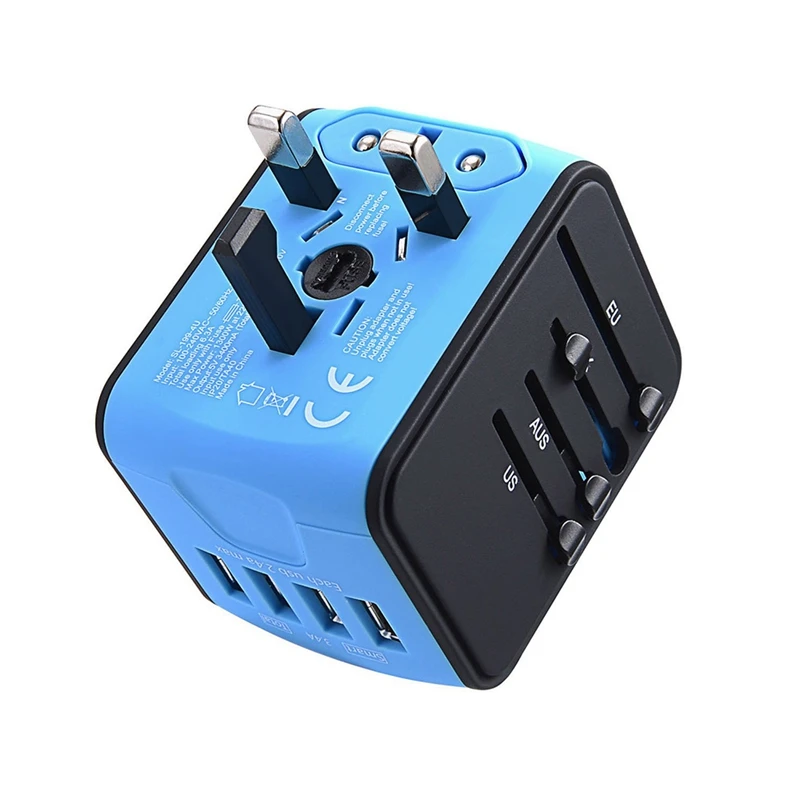 

International Travel Adapter Universal Power Adapter Worldwide All In One 4 Usb With Electrical Plug Perfect For European Us,Eu,