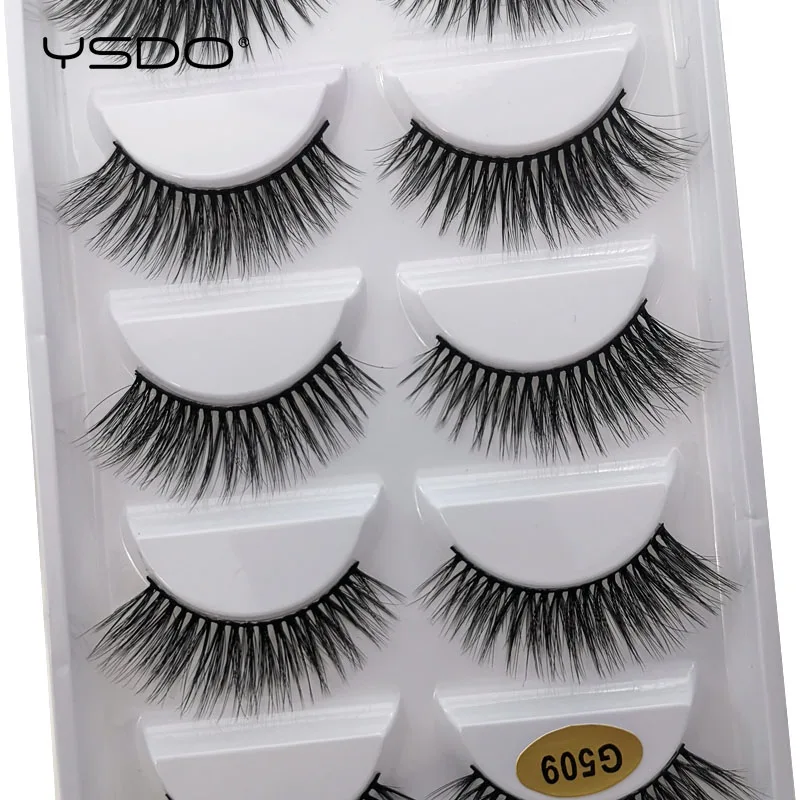 

YDSO 5 Pairs winged 3D Mink False Lashes Natural Hair Fake EyeLashes Dramatic MakeupWispy Lashes Faux Cilios Fluffy EyeLashes