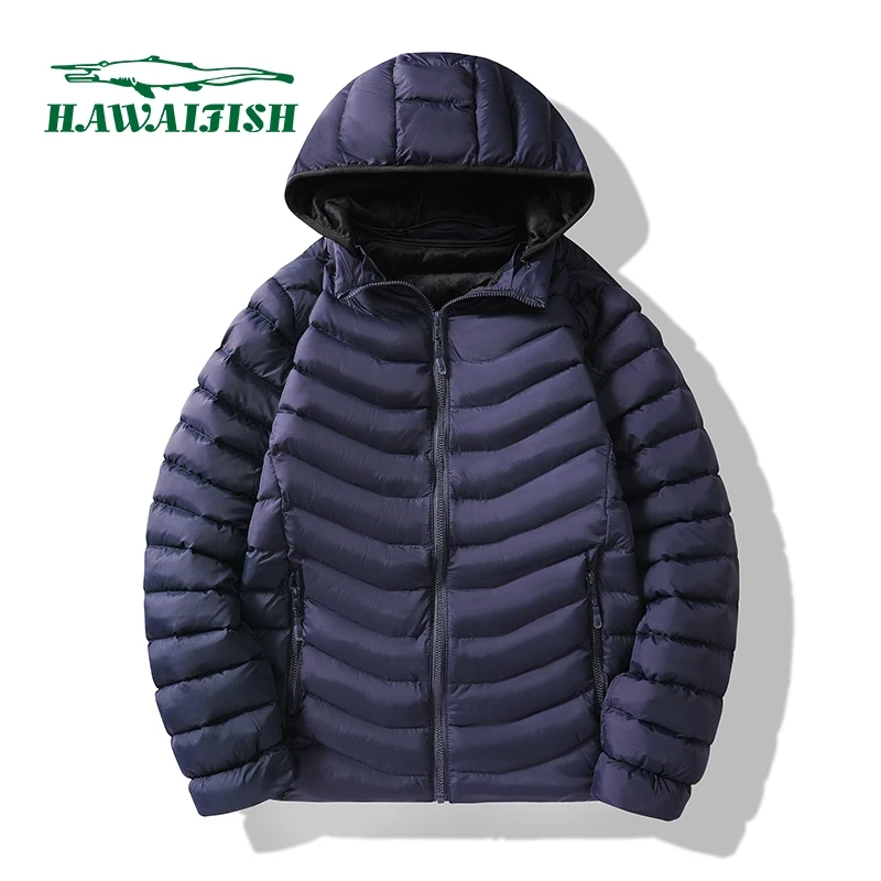 

HAWAIFISH Men Hooded Coat Autumn Soft Hooded Parkas High Quality Fashion Casual Jacket 2021 Winter Down Jacket