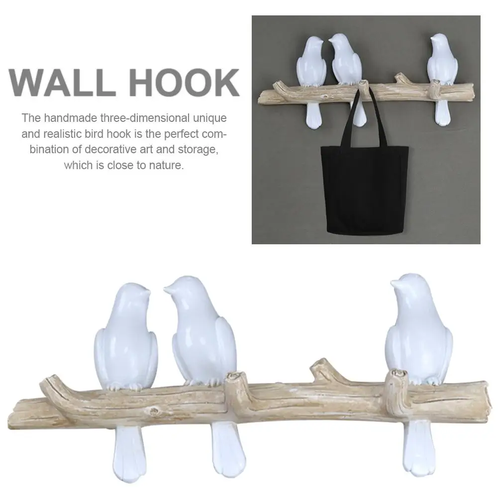 Wall Mounted Coat Rack Birds On tree Branch Hanger with 4 Hooks For Coats, Hats, Keys, Towels, Clothes Storage Hanger