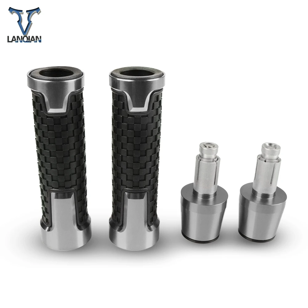 7/8 ''мотоциклетные противоскользящие ручки с рукояткой конец CNC 22 мм для honda x4 ltz 400 cbr650f xmax cbr1100xx xt660 vfr 750 - Цвет: Серый