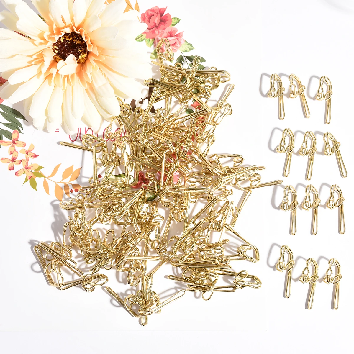 

New-100 Pack Metal Curtain Drapery Hooks Header Tape Hooks for Curtains Drapes Window Fittings