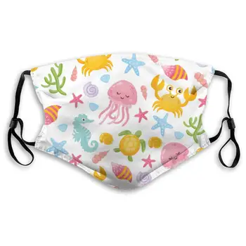 

Cute Jellyfish Seashells Pattern Unisex Anti-Pollution Mask Dust Mask with Filter Mask Black