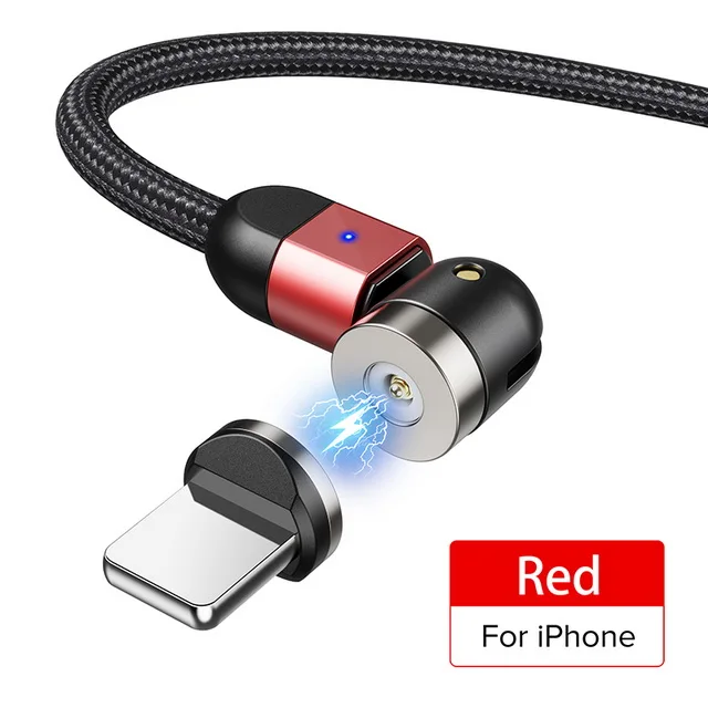 GETIHU 360 вращающийся магнитный кабель для iPhone 11 XS X Pro Max samsung Xiaomi huawei Micro usb type C зарядный шнур для телефона - Цвет: For iPhone Red