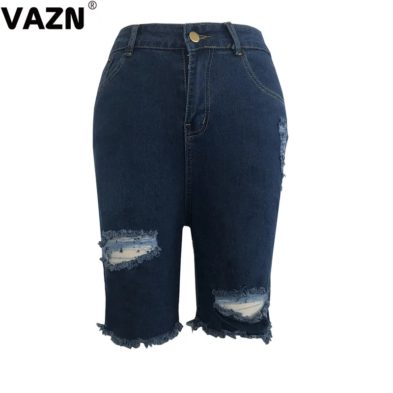 VAZN GHSF12038 новые молодежные открытые модные уличные модные однотонные простые женские тонкие джинсовые короткие брюки с высокой талией