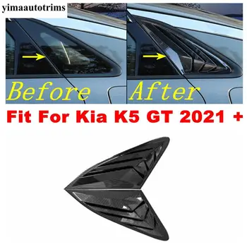 

Car Rear Door Louver Window Triangle Shutters Decoration Cover Trim Carbon Fiber Look Exterior Accessories For Kia GT K5 2021
