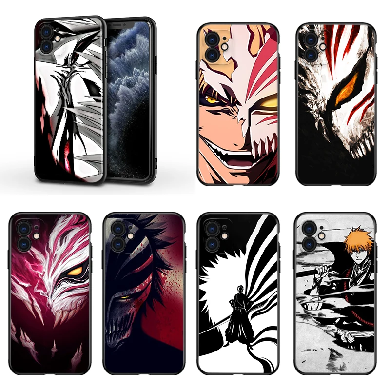 Anime Bleach ichigo For Apple iPhone 13 12 11 Mini XS XR X Pro MAX SE 2020 8 7 6 5 5S Plus Black Silicone Phone Case 13 mini case iPhone 13
