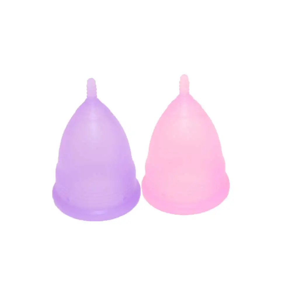 2Pcs Health Care Menstrual Cup For Women Period Cup Collector Leak Safety Medica Silicone Reusable Menstrual Cup - Цвет: Pink purple