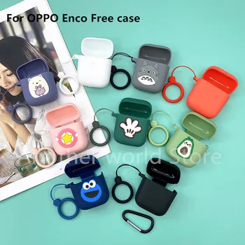 

Cute Silicone Earphones Protective Case For OPPO Enco Free Soft Wireless Bluetooth Protection Cover With Hook