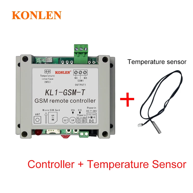 Add Sensor KONLEN смарт GSM реле управления Лер датчик температуры SMS вызов дистанционное управление домашней автоматизации выключатель питания ворот водяной насос - Цвет: Add Sensor