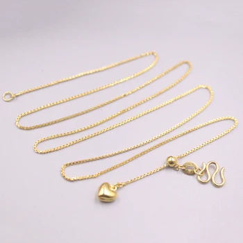 شراءنقية 24K عقد ذهب أصفر المرأة صندوق الحظ سلسلة قابل للتعديل قلادة 3.5-3.8g 20 بوصة 0.9mmW
