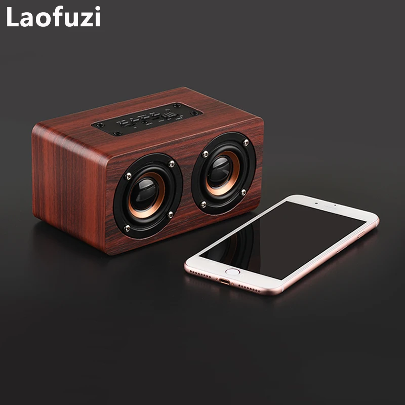 Ретро деревянный стерео Bluetooth динамик маленький портативный 10 Вт HiFi Домашний