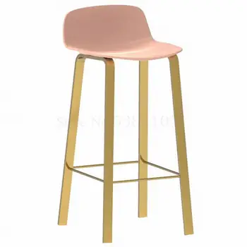 

Nordic Light Luxury Ins Bar Chair Iron Household Bar Chair Leisure Bar Stool Net Red Back Dining Chair High Stool