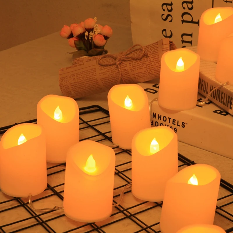

10PCS Electronic LED Tea Light Candles Realistic USB Flameless Candles for Home Bedroom Party Wedding Festival Decor