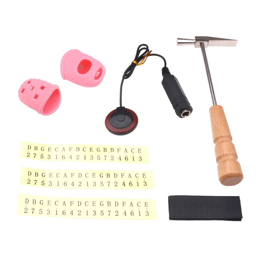Африканский набор инструментов для ремонта калимбы мбира молоточек для настройки+ протекторы для пальцев+ наклейка для заметок+ звукосниматель пьезо