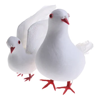 

Decorative Fake Doves White Artificial Foam Feather Wedding Ornament Home Craft Table Decor Bird Toy Wedding Decor