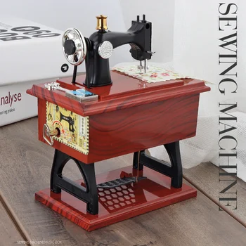 

Cute Mini Sewing Machine Music Box Retro Gift Table Home Decor FAS6