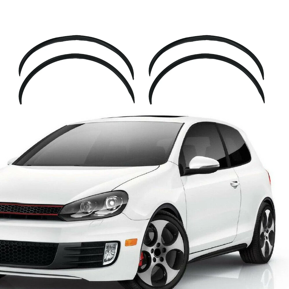 

0.98x 28.1" Car Wheel Eyebrow Arch Trim Lips Fender Flares Protector Carbon Fiber Look For Universal