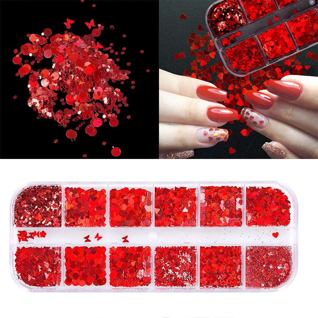 

1 Box 12 Grids 3D Butterfly Sequins Nail Art Glitter Foil Decoration DIY Flakes Manicure 3D Decor Tips