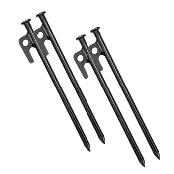 

Hot Heavy Duty Steel Tent Stakes Tarp Pegs Solid Stakes Footprint Camping Stakes for Outdoor Trip Hiking Gardening, 4 Pack