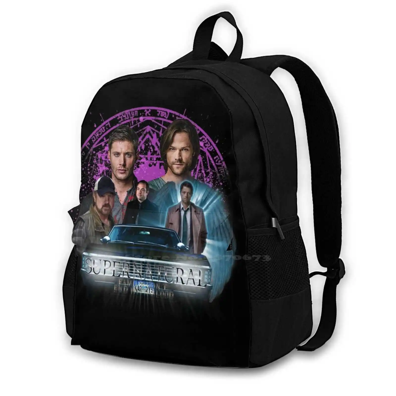 

Supernatural Family Dont End With Blood 2 Teen College Student Backpack Laptop Travel Bags Supernatural Castiel Angel Demon