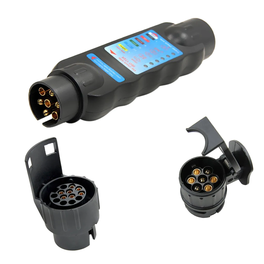 12V 7Pin+13Pin Car Trailer Towing Light Cable Circuit Plug Socket Tester Set