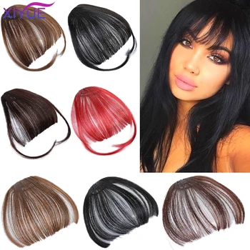 

XIYUE Women High Temperature Fiber Hair Clip In Blunt Hair Bangs Hairpiece Synthetic Fake Bangs Hair Extensions