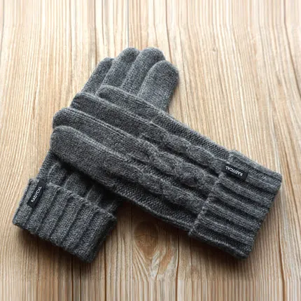 A02 Dark gray Высококачественные Осенние перчатки мужские шерстяные вязаные перчатки мужские плюс толстые теплые перчатки уличные перчатки для вождения варежки A02 - Color: A02 Dark gray