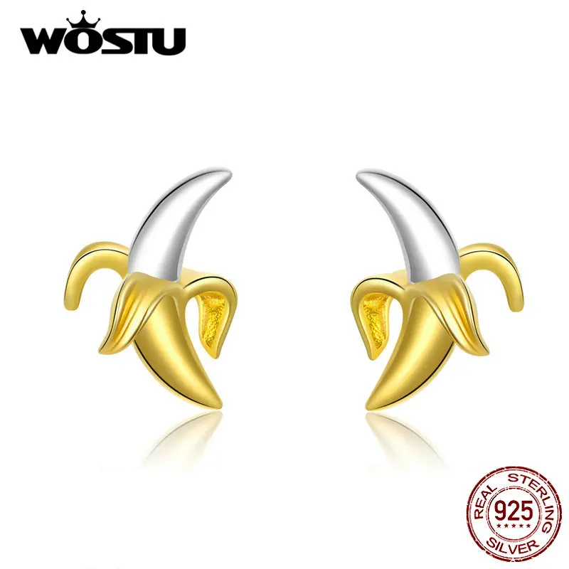 WOSTU 100% Серебро 925 пробы серьги-гвоздики с бананом для женщин свадебные