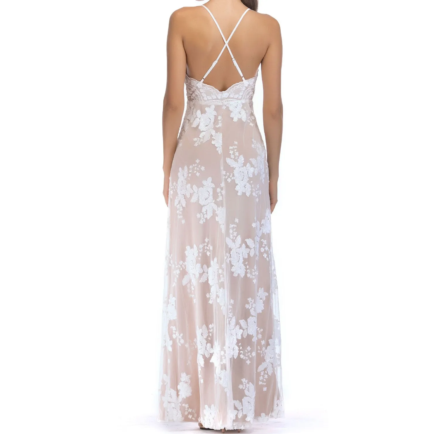 Mooie Tij Vrouwen Pailletten Mesh Chiffon Maxi Jurk Sexy Spaghetti Band Hoge Taille Jurk Split A-lijn Party Jurken Mooie Tij Vrouwen Pailletten Mesh Chiffon Maxi Jurk Sexy Spaghetti Band Hoge Taille Jurk Split A-lijn Party Jurken