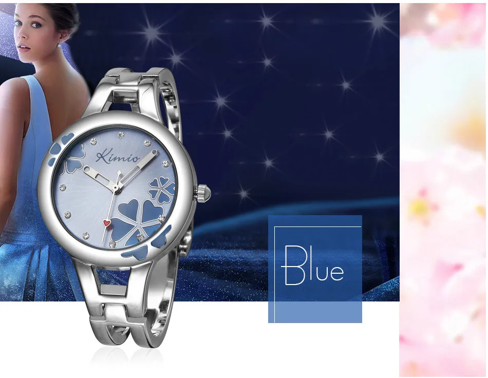 KIMIO, женские часы с цветком клевера, Лидирующий бренд, кварцевые часы, женская одежда, часы-браслет, повседневные женские часы, наручные часы