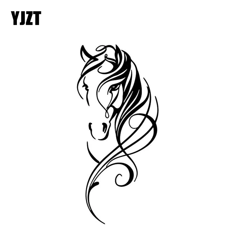 

YJZT 7.3CM*16.1CM Horse Fashion Creative Car Door Car Sticker Decoration Pattern Vinyl Decal Black/Silver C4-2574