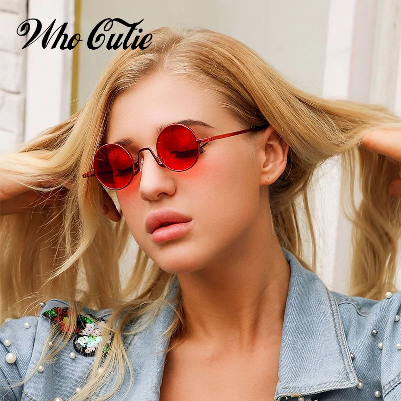 Petites lunettes de soleil rondes des années 90 pour hommes et femmes,  marque de styliste, rétro Vintage, monture fine, petit cercle rouge, OM754  | AliExpress