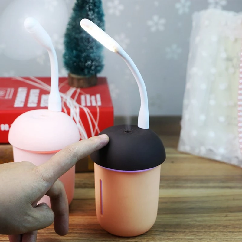 Multi-functional 3 in 1 USB Charging Car Air Purifier Water Meter Fan 7 Color LED Nightlight Mushroom Humidifier coffee