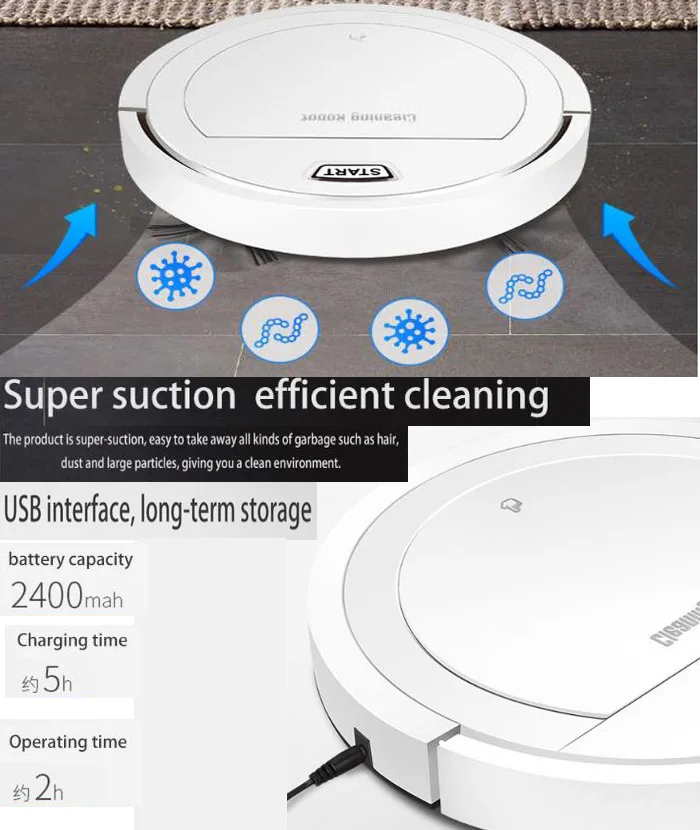 4 in 1 Rechargeable Auto Cleaning Robot Smart Sweeping Robot Dirt Dust Hair Automatic Cleaner For Home Electric Vacuum Cleaners