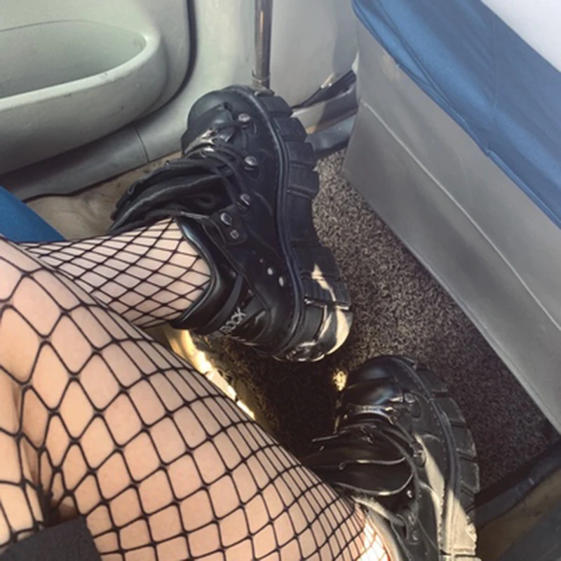 Женские ботильоны из натуральной кожи на платформе ботинки в стиле панк и готика