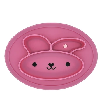 

Baby Dishes Silicone Infant Bowls Plate Tableware Kids Food Holder Tray Cartoon Rabbit Food Placemat for Baby Feeding