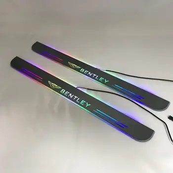 

Acrylic door sill plate strip with led decorative welcome light moving door scuff for bentley