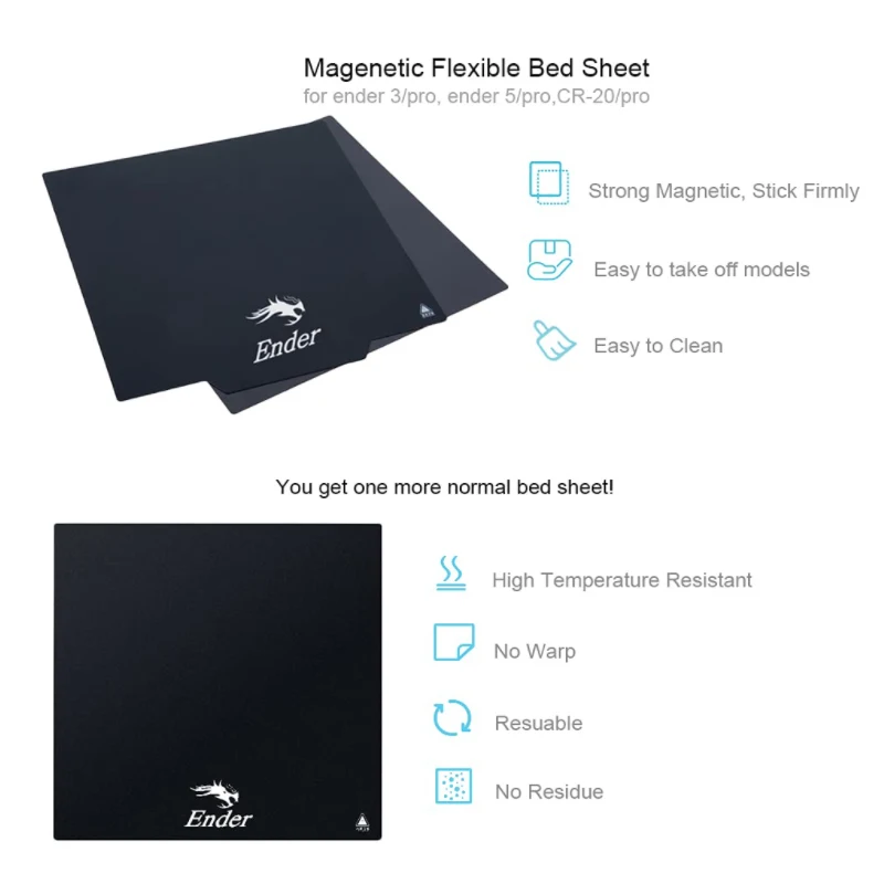 CREALITY 3D Original Flexible Magnetic Build Surface Plate Pads Ender-3/Ender-5/Ender-3 Pro Hotbed Parts Magnetic Bed Tape