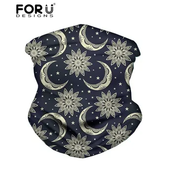 

FORUDESIGNS Turban Sun Moon Star Face Mandala Style Cycling Scarf UV Dust Protection Face Cover Breathable Unisex Neck Gaiter