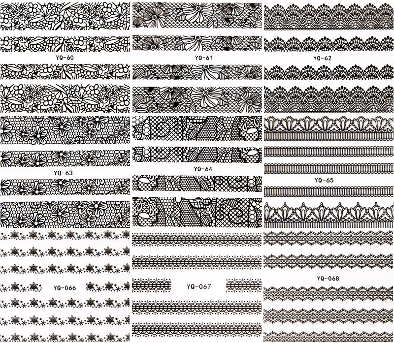 Kalvaro 30 шт./компл. черно-белые наклейки для ногтей кружево переводная Фольга Дизайн ногтей сексуальные Полные DIY маникюр Стайлинг DIY украшения слайдеры для ногтей