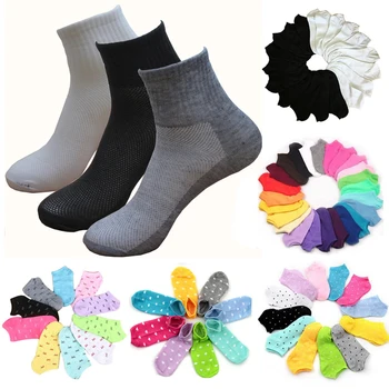 

5/6/7pair Solid Mesh Women's Ankle Socks Invisible Boat Socks Women Men Spring Summer Breathable Short Socks Unisex Sokken