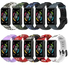 

Silicone Strap For Huawei Band 6 Honor Band 6 Colorful Pattern Replacement Watchbands For Huawei Band 6 Pro Smart Watch Correa
