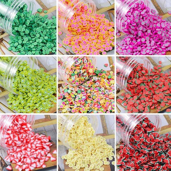 

12G/LOT Soft Slime Charms 5MM Fruit Slices Charm for Slime Filler Fluffy Mud Clay Soft Pottery Chips Mini Fruit Slime Charms