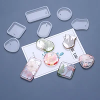 1/6/10pcs DIY Keychain Pendant Silicone Mold Set Crystal Epoxy Resin Mold Round Rectangle Pendants Jewelry Making Casting Mould 1